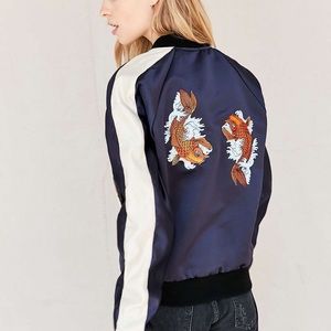 Urban Renewal Embroidered Satin Bomber